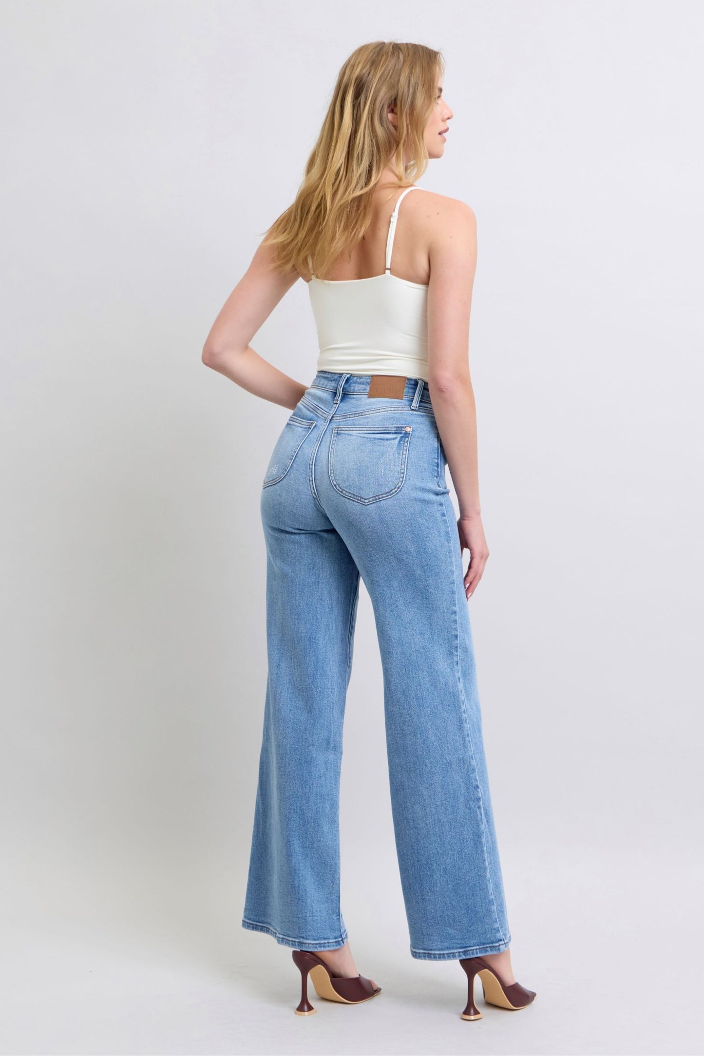 Judy Blue High Rise Vintage Wash Retro Wide Leg Jeans