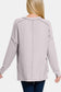 Texture Exposed Seam V-Neck Long Sleeve T-Shirt - Gray