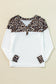 White Leopard Waffle Knit Top