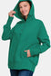 Half Snap Long Sleeve Hoodie with Kangaroo Pocket - Green