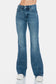 Judy Blue Mid Rise Tummy Control Cut Hem Flare Jeans