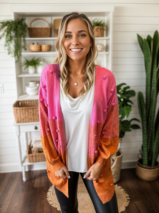 Pink and Orange Ombre Cardigan