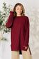 Ribbed Round Neck Long Sleeve Slit Top - 5 Colors