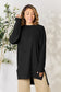 Ribbed Round Neck Long Sleeve Slit Top - 5 Colors