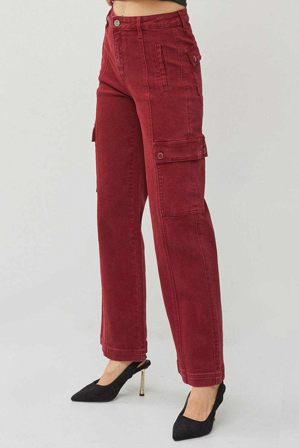 RISEN High Rise Wide Leg Cargo Jeans