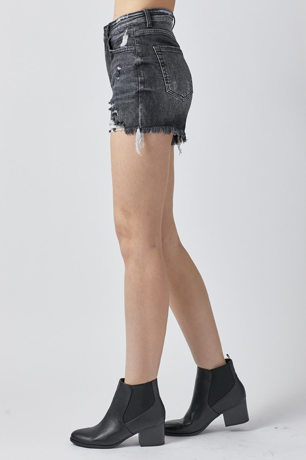 RISEN High Rise Distressed Denim Shorts