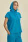 Texture Drawstring Short Sleeve Hoodie and Pocketed Pants Set - 2 Colors