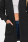 Waffle Open Front Sweater Cardigan - Black