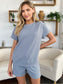 Texture Short Sleeve T-Shirt and Drawstring Shorts Set - 5 Colors