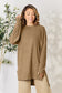 Ribbed Round Neck Long Sleeve Slit Top - 5 Colors