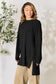 Ribbed Round Neck Long Sleeve Slit Top - 5 Colors