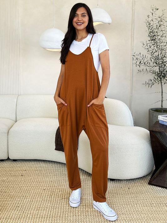 Sleeveless V-Neck Pocketed Jumpsuit - 4 colors