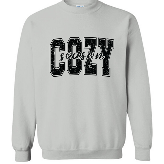 Cozy Season Crew in Black Font Graphic Sweatshirt