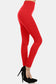 Seamless High Waist Fleece Leggings - Red