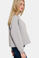 Round Neck Raglan Sleeve Top and Elastic Waist Pants Set - Gray