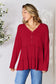 Half Button Long Sleeve Ruffle Hem Blouse - 7 Colors