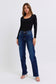 Judy Blue Mid Rise Fray Hem Straight Leg Jeans