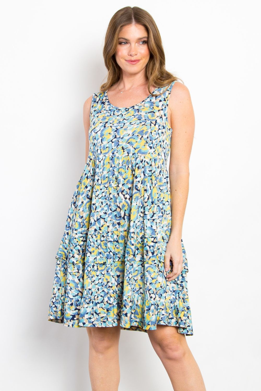 Print Wrinkle Free Ruffled Dress