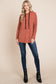 Contrast Drawstring Drop Shoulder Knit Hoodie - Brick