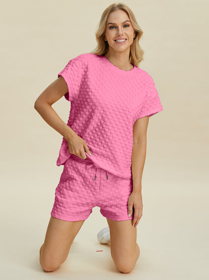 Texture T-Shirt and Shorts Set - 3 Colors