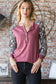 Snakeskin Print Raglan Sleeve Half Button Top