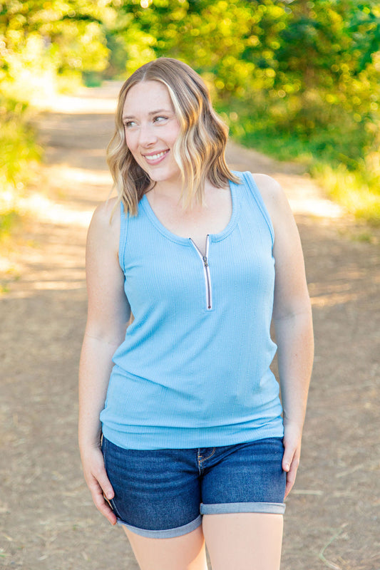 Mila Zipper Tank - Blue