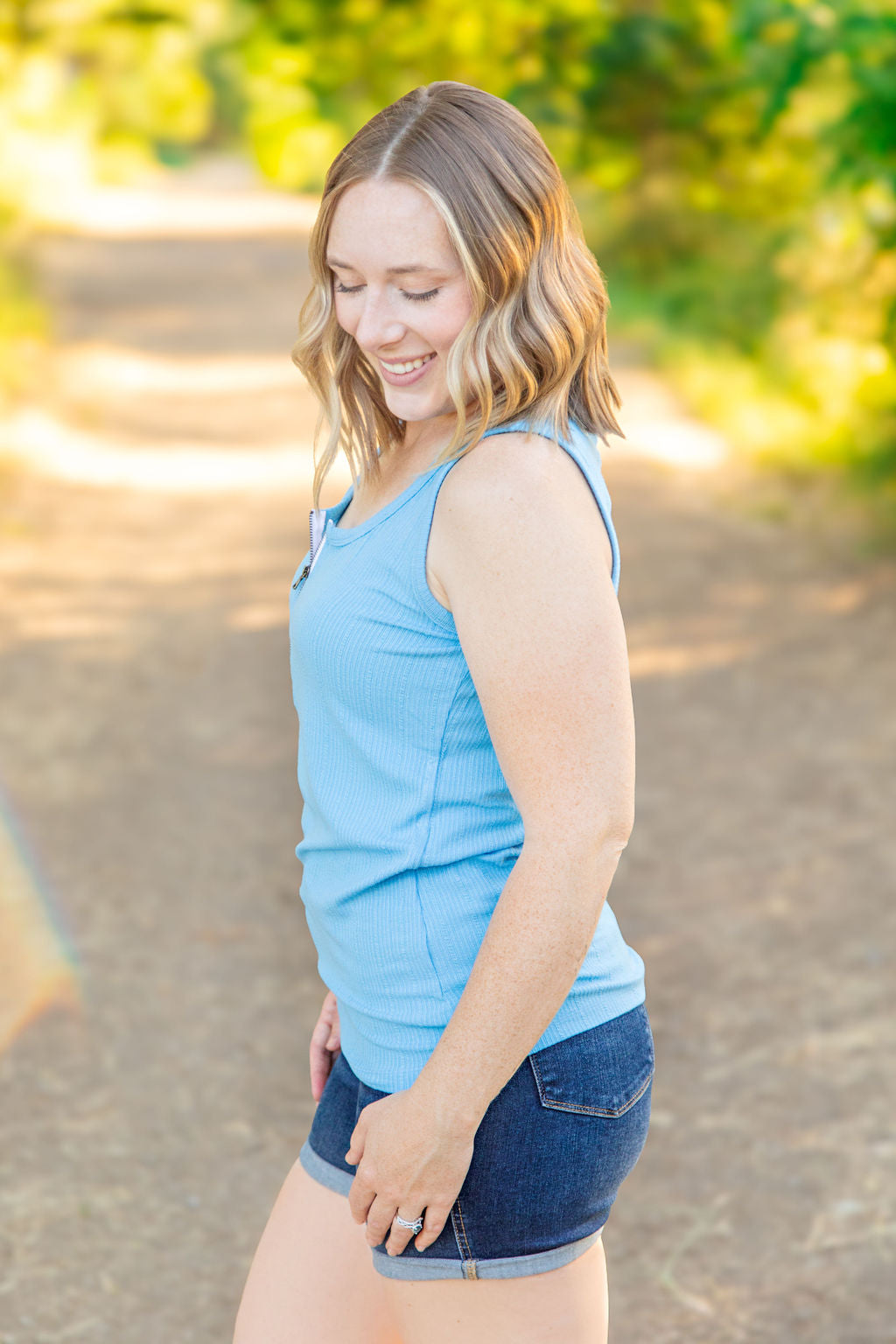 Mila Zipper Tank - Blue