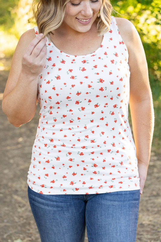 Luxe Scoop Tank - Micro Ivory Floral