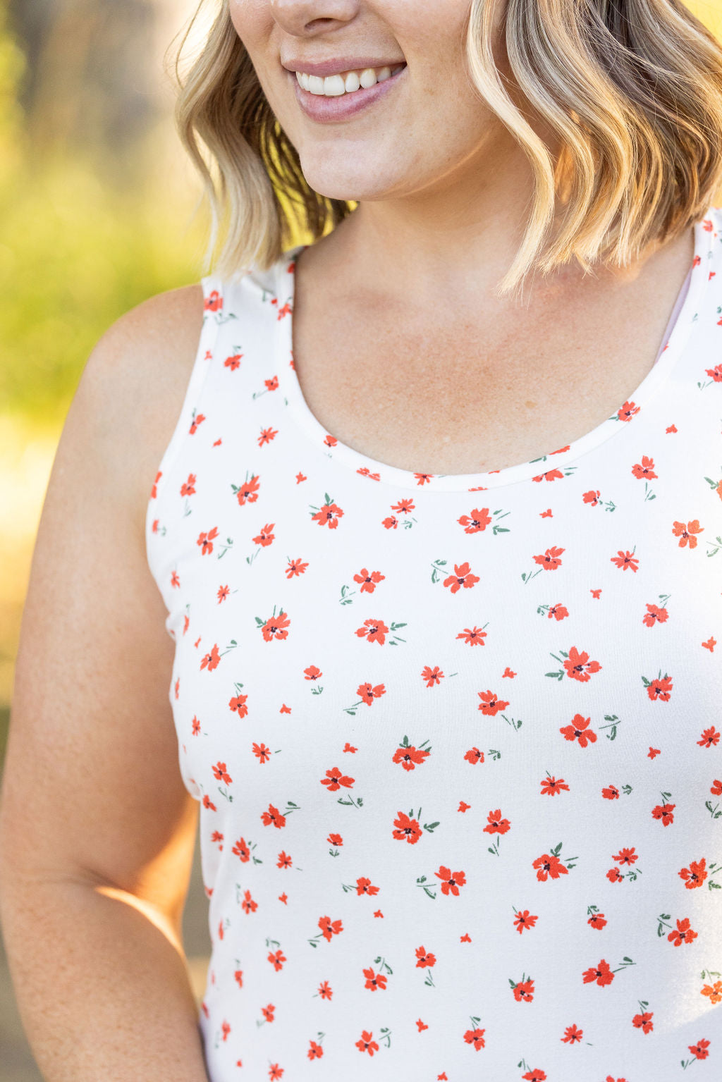 Luxe Scoop Tank - Micro Ivory Floral