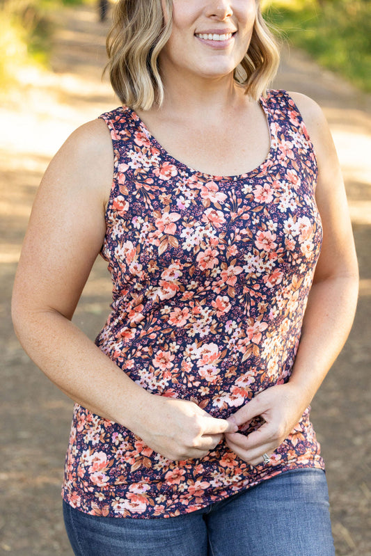 Luxe Scoop Tank - Navy Floral Mix