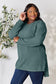 Ribbed Round Neck Long Sleeve Slit Top - 5 Colors