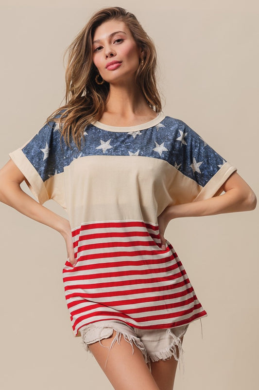 American Flag Theme Short Sleeve T-Shirt