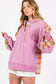 Plaid Print Mineral Washed Hoodie - Lilac