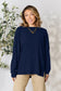 Ribbed Round Neck Slit Knit Top - 5 Colors