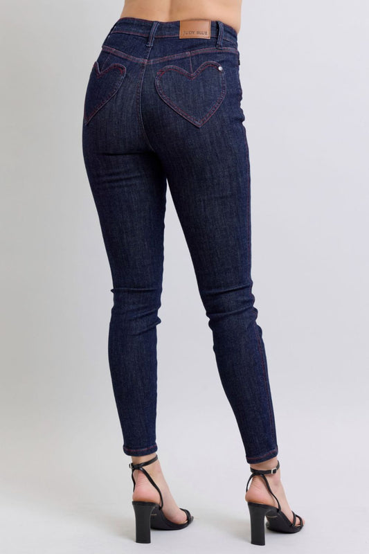 Judy Blue High Waist Heart Shaped Back Pockets Skinny Jeans