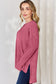 Ribbed Half Button Long Sleeve High-Low T-Shirt - 5 Colors