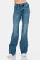 Judy Blue Mid Rise Tummy Control Cut Hem Flare Jeans