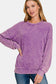 Washed Round Neck Dropped Shoulder Sweatshirt - Violet