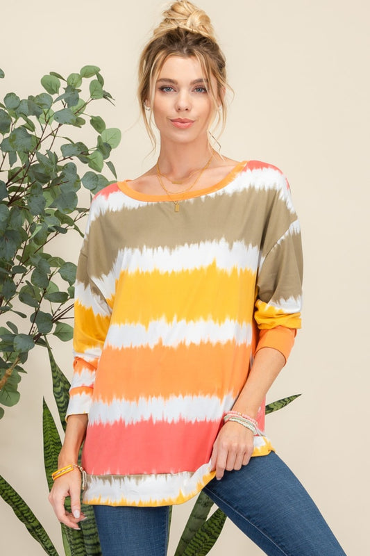 Autumn Sunset Striped Long Sleeve T-Shirt