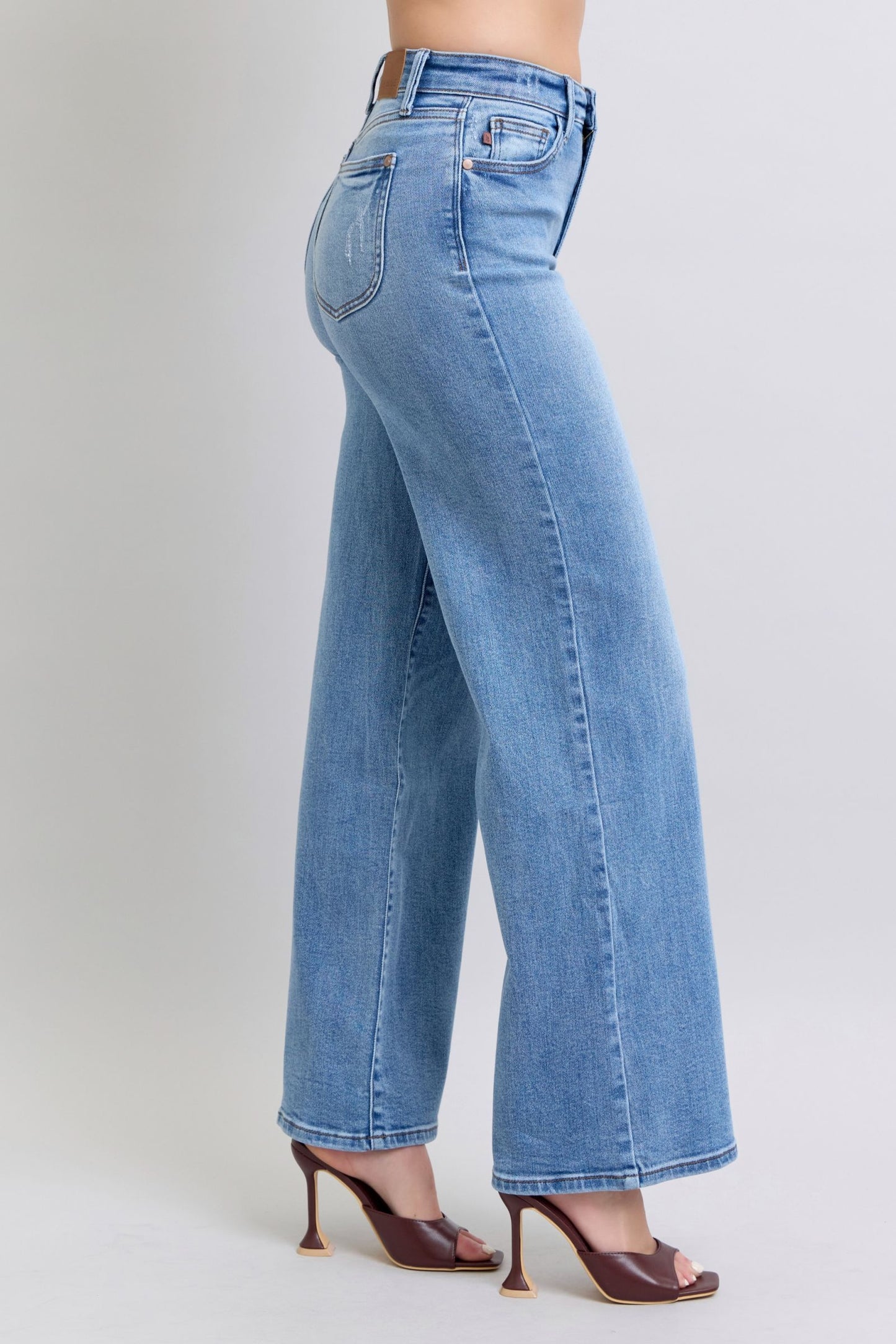 Judy Blue High Rise Vintage Wash Retro Wide Leg Jeans