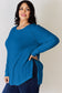 Ribbed Round Neck Slit T-Shirt - 5 Colors
