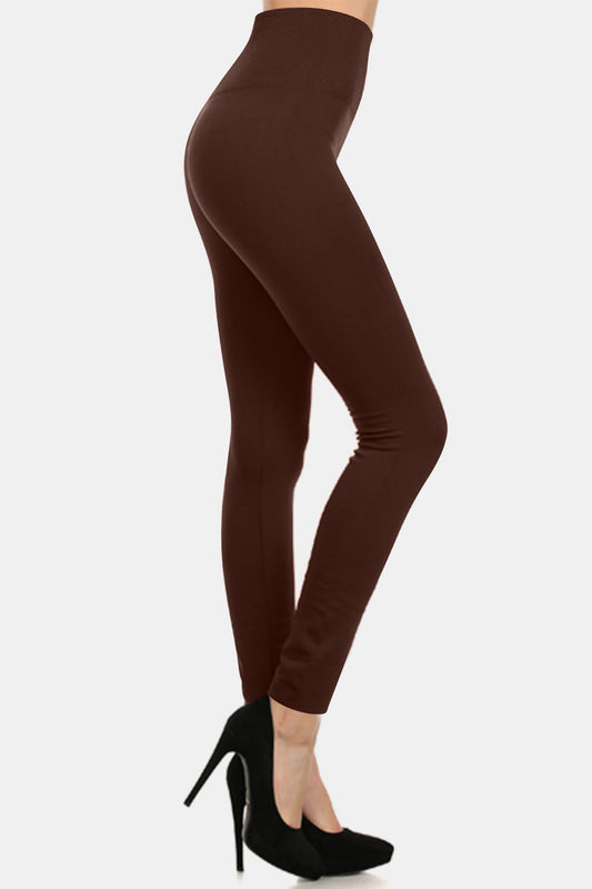 Seamless Fleece Lined Leggings - Coffee