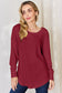 Ribbed Round Neck Slit T-Shirt - 5 Colors