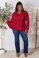 Half Button Long Sleeve Ruffle Hem Blouse - 7 Colors
