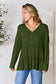 Half Button Long Sleeve Ruffle Hem Blouse - 7 Colors
