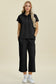 Texture Drawstring Short Sleeve Hoodie and Pocketed Pants Set - 2 Colors