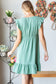 Short Sleeve V Neck Ruffled Hem Dress