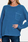 Made You Look Contrast Stitch Ribbed Hacci Knit Top - Royal Blue