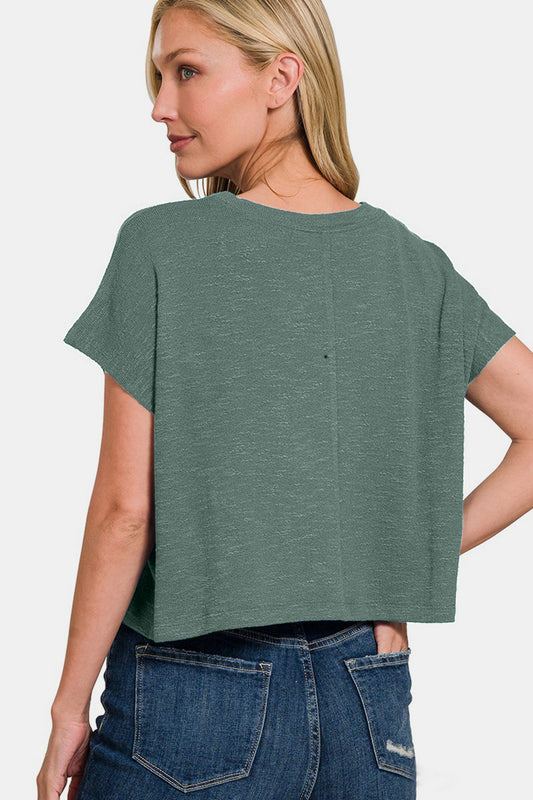 Round Neck Short Sleeve Crop T-Shirt