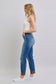 Judy Blue Mid Rise Plaid Print Cuff Straight Leg Jeans